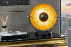 Industrial Design Tischlampe STUDIO 40cm schwarz Blattgold-Optik neigbarer Schirm