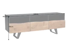 Industrial Design TV-Board ORGANIC ARTWORK 140cm Akazie Massivholz Eisengestell