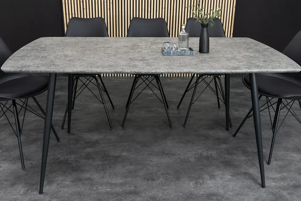 Industrial Esstisch APARTMENT 120cm grau Beton-Design schwarzes Metallgestell