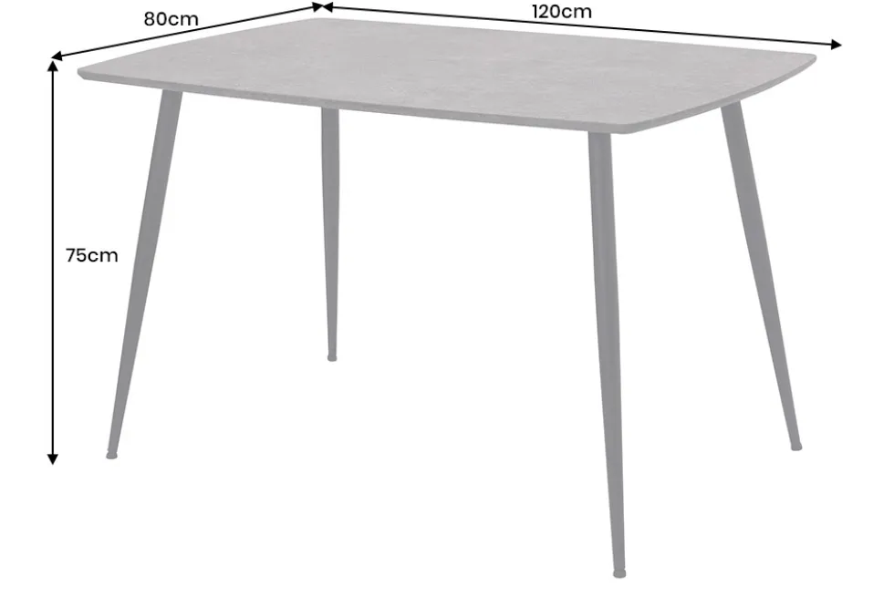 Industrial Esstisch APARTMENT 120cm grau Beton-Design schwarzes Metallgestell