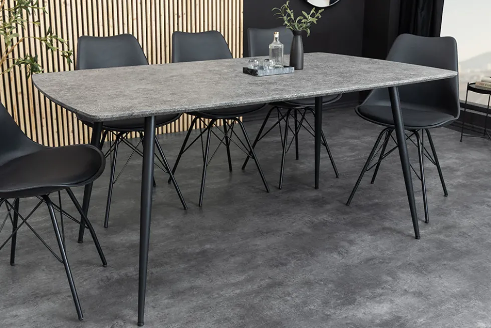 Industrial Esstisch APARTMENT 140cm grau Beton-Design schwarzes Metallgestell