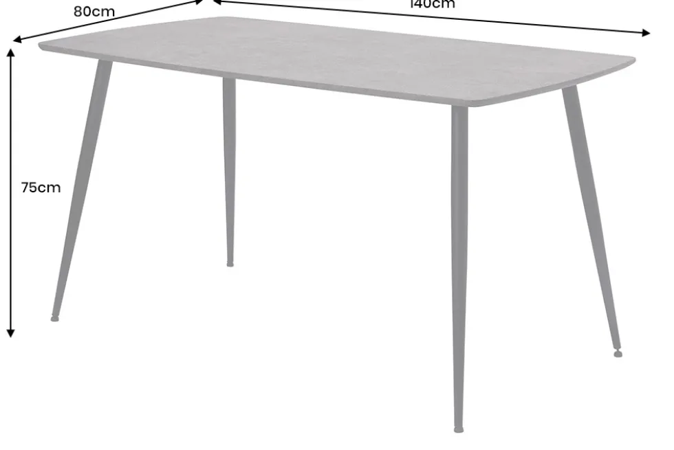 Industrial Esstisch APARTMENT 140cm grau Beton-Design schwarzes Metallgestell