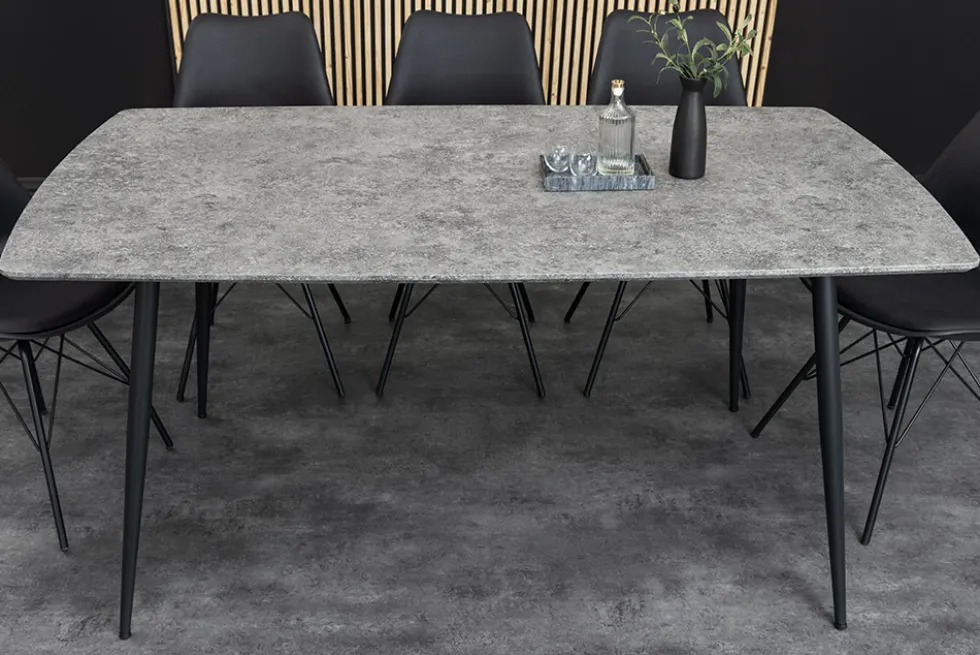 Industrial Esstisch APARTMENT 140cm grau Beton-Design schwarzes Metallgestell
