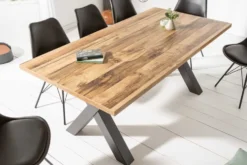 Industrial Esstisch MONTREAL 180cm natur schwarz Eichenholz-Design X-Gestell