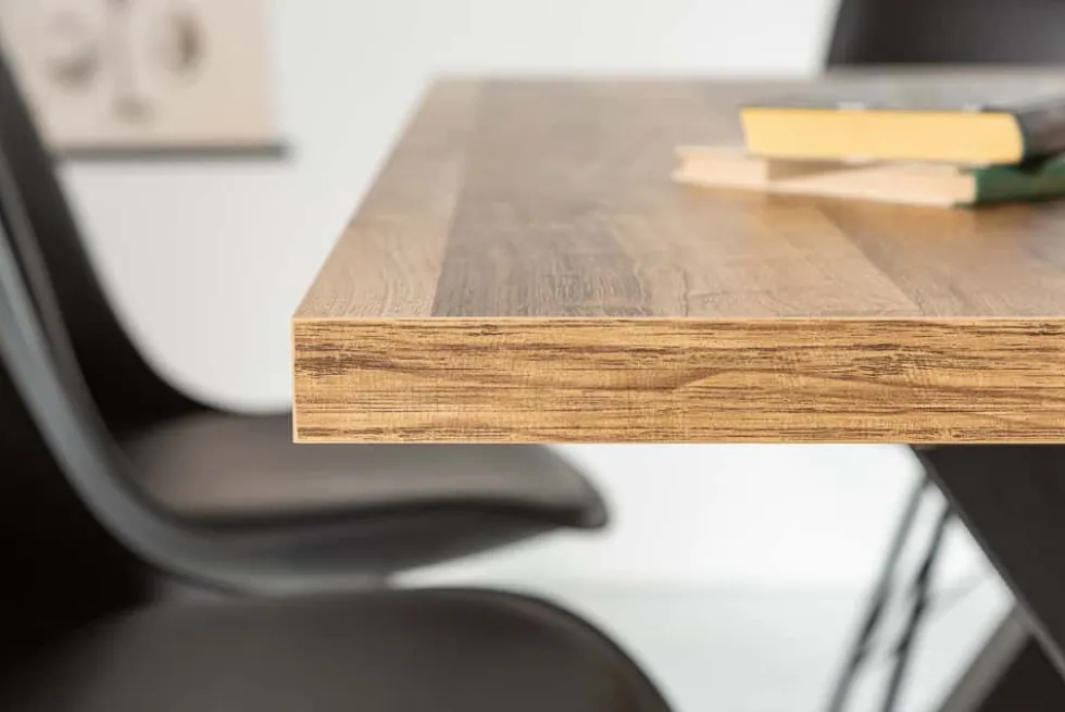 Industrial Esstisch MONTREAL 180cm natur schwarz Eichenholz-Design X-Gestell