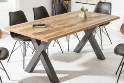 Industrial Esstisch MONTREAL 180cm natur schwarz Eichenholz-Design X-Gestell