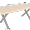 Industrial Esstisch WILD 160cm braun Wildeiche-Design Baumkante schwarz X-Gestell