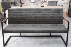 Industrial Freischwinger Bank LOFT 160cm vintage grau mit Armlehne