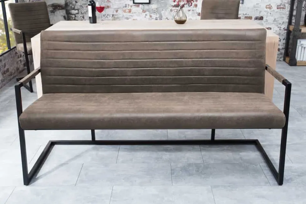 Industrial Freischwinger Bank LOFT 160cm taupe mit Armlehne