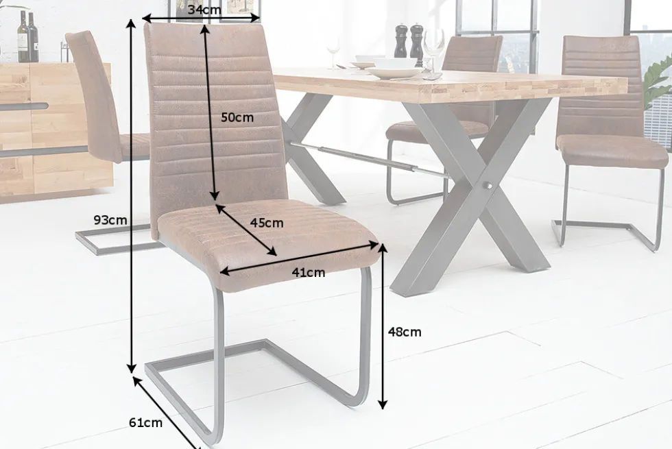Industrial Freischwinger Stuhl APARTMENT antik braun mit Metallgestell