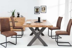 Industrial Freischwinger Stuhl APARTMENT antik braun mit Metallgestell