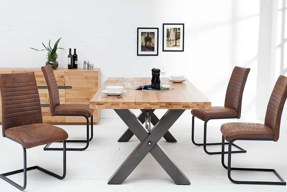 Industrial Freischwinger Stuhl APARTMENT antik braun mit Metallgestell