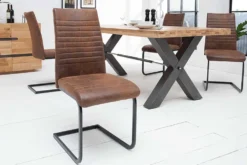 Industrial Freischwinger Stuhl APARTMENT antik braun mit Metallgestell