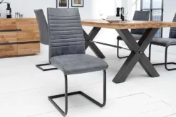 Industrial Freischwinger Stuhl APARTMENT antik grau mit Metallgestell