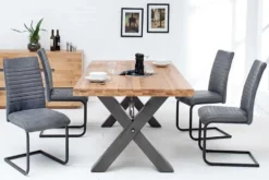 Industrial Freischwinger Stuhl APARTMENT antik grau mit Metallgestell