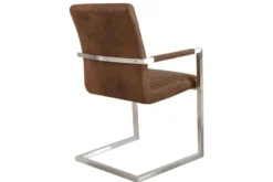 Industrial Freischwinger Stuhl LOFT vintage braun Microfaser mit Armlehne Edelstahl