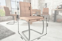 Industrial Freischwinger Stuhl MODENA hellbraun mit Ziersteppung