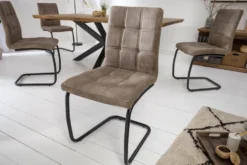 Industrial Freischwinger Stuhl MODENA vintage taupe mit Ziersteppung