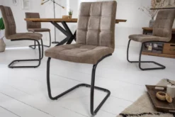 Industrial Freischwinger Stuhl MODENA vintage taupe mit Ziersteppung
