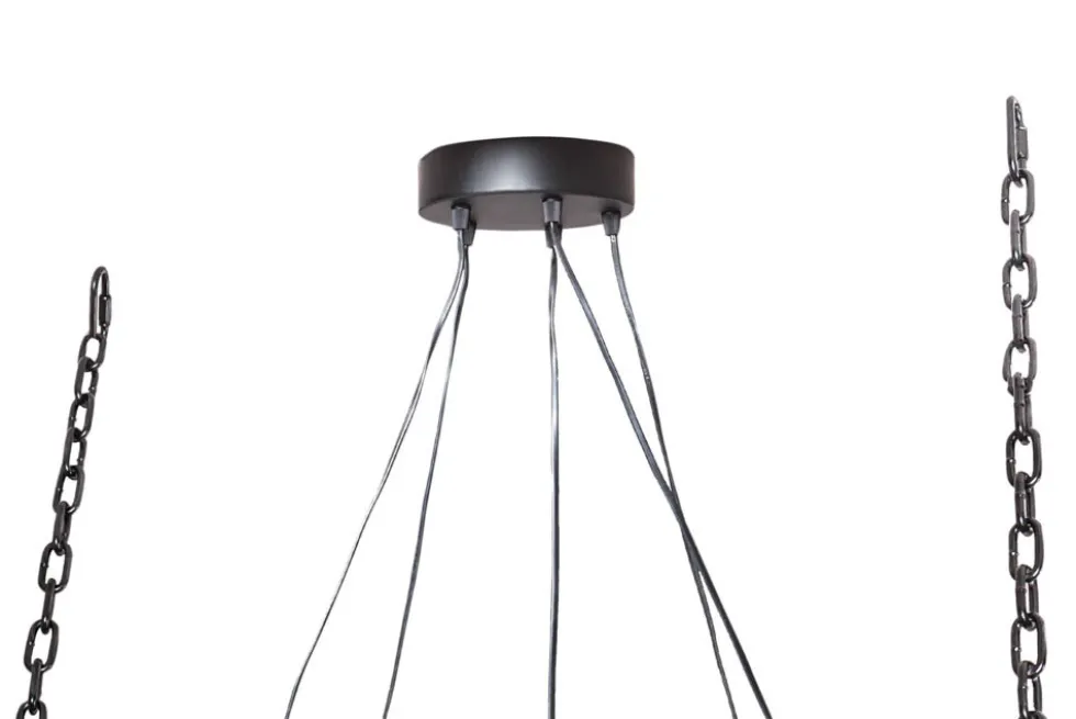 Industrial Hängelampe BARRACUDA 152cm recyceltes Massivholz mit 5 Leuchten