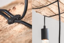 Industrial Hängelampe BARRACUDA 70cm recyceltes Massivholz mit 3 Leuchten