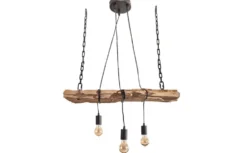 Industrial Hängelampe BARRACUDA 70cm recyceltes Massivholz mit 3 Leuchten