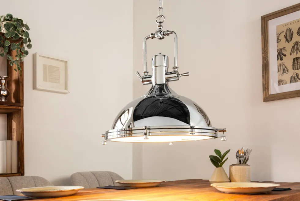 Industrial Hängelampe INDUSTRIAL 45cm silber Chrom Designklassiker