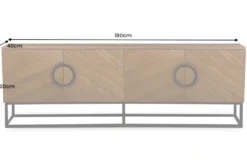 Industrial Lowboard GRANDEZZA 180cm natur Walnuss schwarz Metall TV-Board