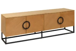 Industrial Lowboard GRANDEZZA 180cm natur Eiche schwarz Metall TV-Board