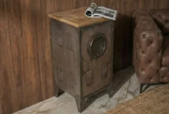 Industrial Schrank NAUTILUS 85cm natur grau Metall Massivholz Vintage Spind