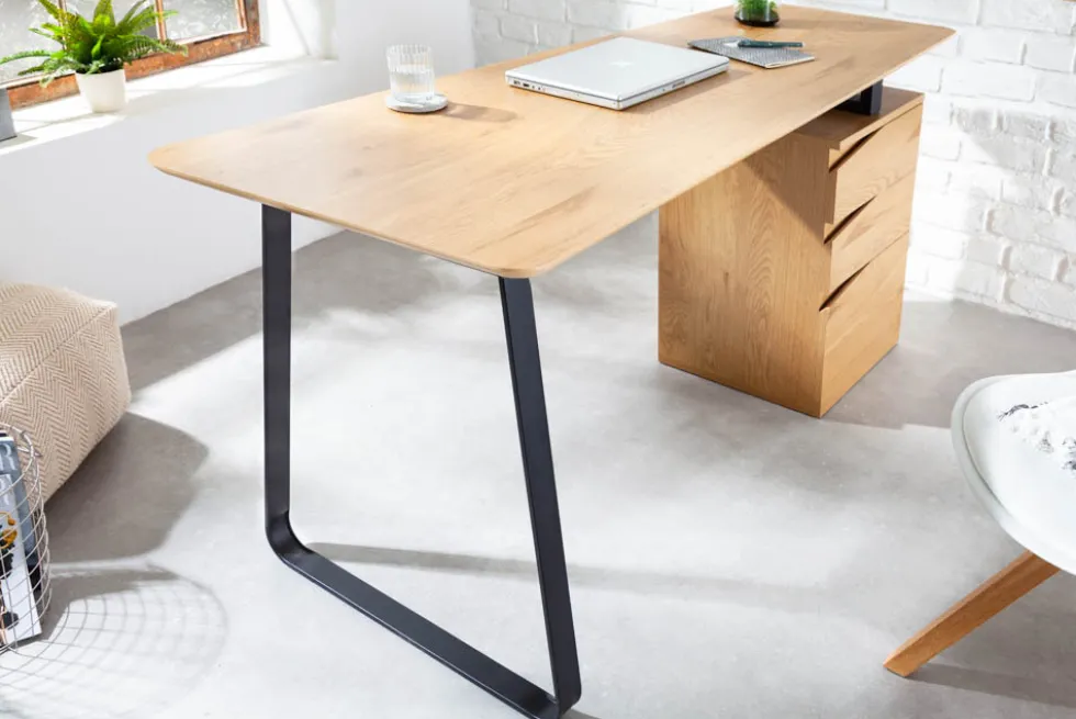 Industrial Schreibtisch STUDIO 160cm Eichenoptik mit 3 Schubladen