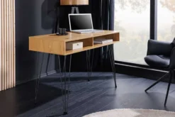 Industrial Schreibtisch STUDIO 110cm natur Eiche Laptoptisch Hairpin Legs Stauraum