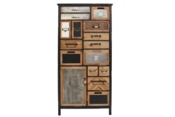Industrial Schubladenschrank SECRETS 150cm braun schwarz Metall Pinienholz Vintage