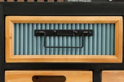 Industrial Schubladenschrank SECRETS 95cm natur braun schwarz Metall Pinienholz Kommode