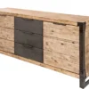 Industrial Sideboard FACTORY 180cm Akazie Massivholz weiß gekälkt Kommode mit Schubladen