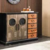 Industrial Sideboard NAUTILUS 105cm braun schwarz grau Pinienholz Metall Vintage-Look