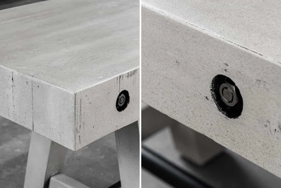 Industrial Sitzbank FINCA 165cm grau Pinie recyceltes Massivholz Eisen