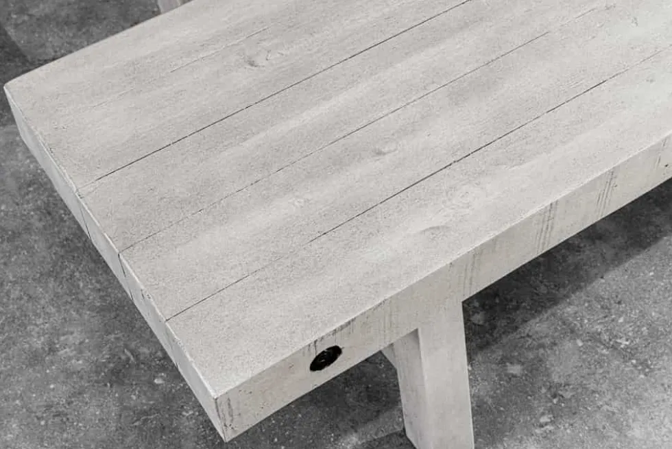 Industrial Sitzbank FINCA 165cm grau Pinie recyceltes Massivholz Eisen