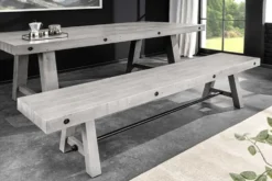 Industrial Sitzbank FINCA 165cm grau Pinie recyceltes Massivholz Eisen