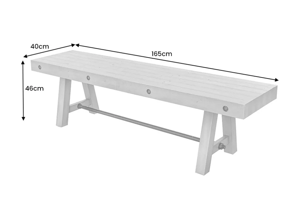Industrial Sitzbank FINCA 165cm grau Pinie recyceltes Massivholz Eisen