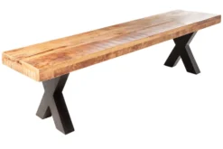 Industrial Sitzbank IRON CRAFT 200cm Mangoholz mit schwarzen X-Beinen