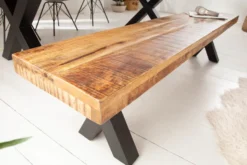 Industrial Sitzbank IRON CRAFT 200cm Mangoholz mit schwarzen X-Beinen