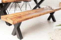 Industrial Sitzbank IRON CRAFT 160cm Mangoholz mit schwarzen X-Beinen