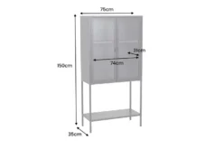 Industrial Vitrine DURA STEEL 150cm schwarz Metall Glas Highboard