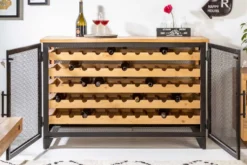 Industrial Weinschrank BODEGA 130cm recyceltes Pinienholz natur Weinregal für 55 Flaschen