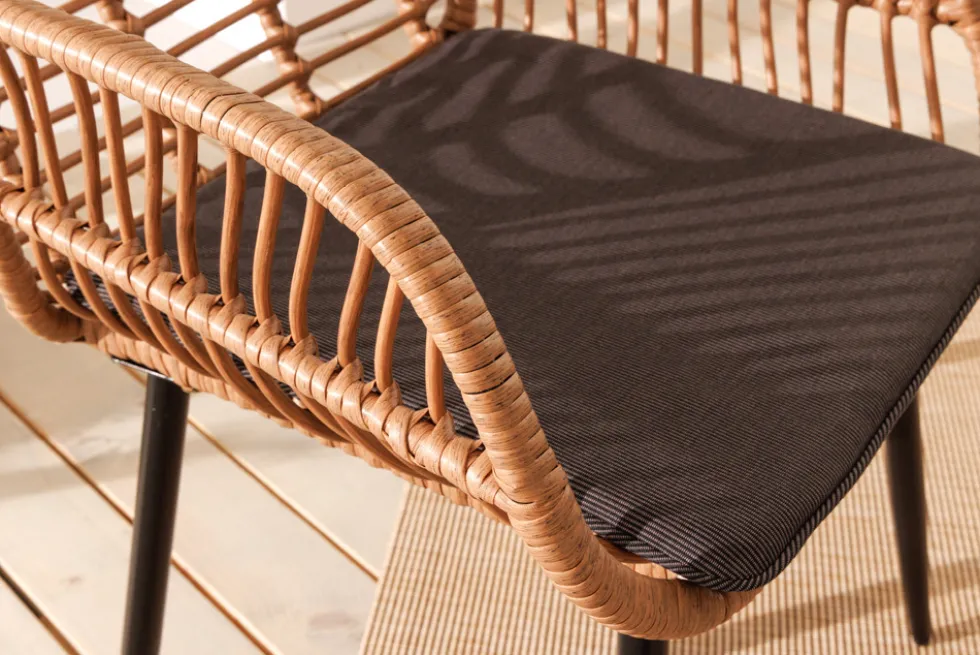 In- und Outdoor Bistro Balkon-Set PARIS braun Polyrattan Sitzgruppe wetterfest mit Tisch