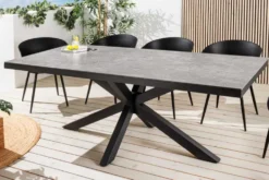 In- und Outdoor Esstisch GALAXIE 160cm hellgrau Keramik anthrazit Aluminium
