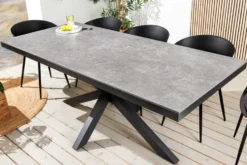 In- und Outdoor Esstisch GALAXIE 200cm hellgrau Keramik anthrazit Aluminium