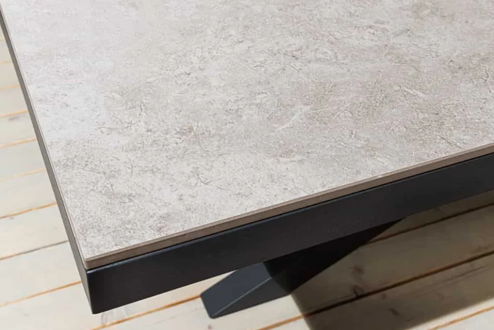 In- und Outdoor Esstisch GALAXIE 200cm hellgrau Keramik anthrazit Aluminium