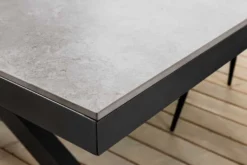 In- und Outdoor Esstisch GALAXIE 200cm hellgrau Keramik anthrazit Aluminium